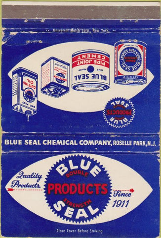 Matchbook Cover - Blue Seal Products Roselle Park NJ WEAR 40 Strike