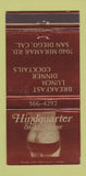 Matchbook Cover - Hindquarter Steak House San Diego CA girlie 30 Strike