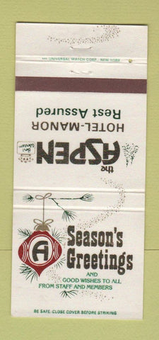 Matchbook Cover - Aspen Hotel Christmas girlie Parsippany NJ 30 Strike
