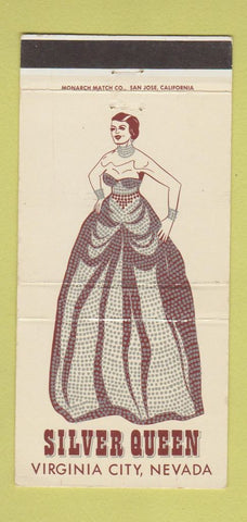 Matchbook Cover - Silver Queen Casino Virginia City NV girlie 30 Strike