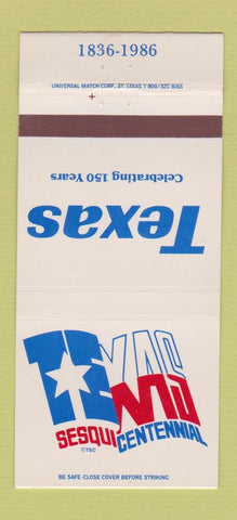 Matchbook Cover - Texas Sesquicentennial 100th 1986 30 Strike