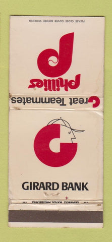 Matchbook Cover - Phillies baseball Girard Bank PA WORN 30 Strike
