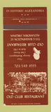 Matchbook Cover - Old Club Restaurant Alexandria VA 30 Strike