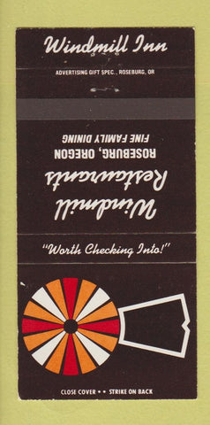 Matchbook Cover - Windmill Inn Roseburg OR restaurant 30 Strike