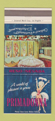 Matchbook Cover - Primadonna Casino Reno NV Girlie 30 Strike