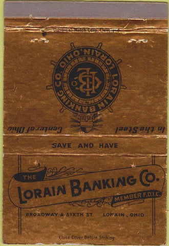 Matchbook Cover - Lorain Banking Co OH 40 Strike