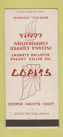 Matchbook Cover - Indiana Copper Corp Marion IN Ingots 30 Strike