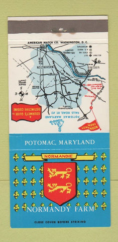 Matchbook Cover - Normandy Farm Potomac MD 30 Strike