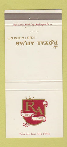 Matchbook Cover - Royal Arms Restaurant Hyattsville MD 30 Strike