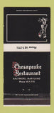Matchbook Cover - Chesapeake Restaurant Baltimore MD 30 Strike