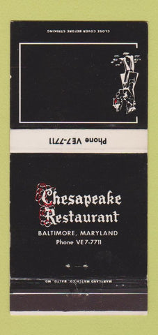 Matchbook Cover - Chesapeake Restaurant Baltimore MD 30 Strike