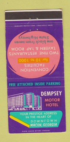 Matchbook Cover - Dempsey Motor Hotel Macon GA WEAR 30 Strike