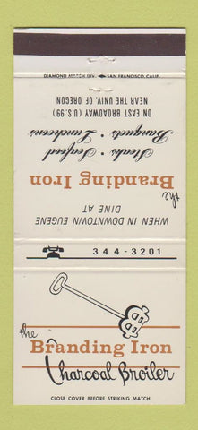 Matchbook Cover - Branding Iron Broiler Eugene OR WEAR 30 Strike