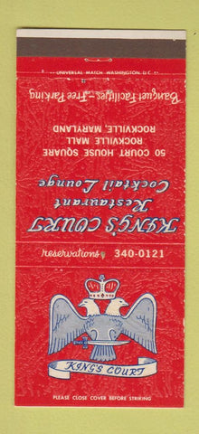 Matchbook Cover - King's Court Restaurant Rockville MD 30 Strike