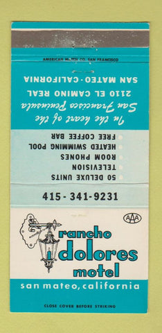 Matchbook Cover - Rancho Dolores Motel San Mateo CA WORN 30 Strike