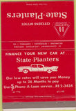 Matchbook Cover - State Planters car loans Richmond Hopewell VA 40 Strike