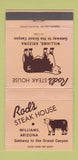 Matchbook Cover - Rod's Steak House Williams AZ WEAR 30 Strike
