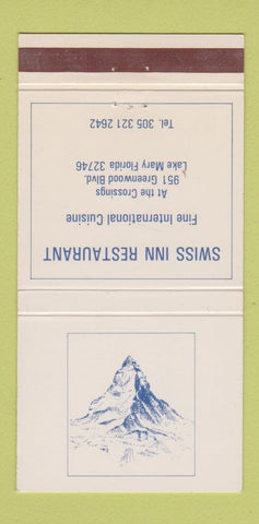 Matchbook Cover - Swiss Inn Rsetaurant Lake Mary FL 30 Strike