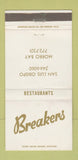 Matchbook Cover - Breakers Restaurant Morro Bay San Luis Obispo CA 30 Strike