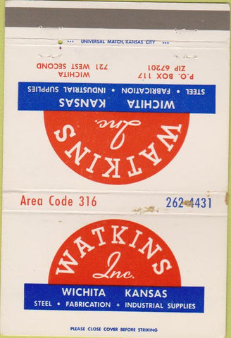 Matchbook Cover - Watkins Steel Wichita KS 40 Strike