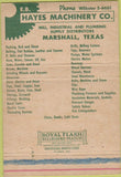 Matchbook Cover - EB Hayes Machinery AR LA OK TX NM 40 Strike