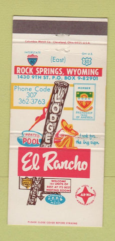 Matchbook Cover - El Rancho Lodge Rock Springs WY 30 Strike
