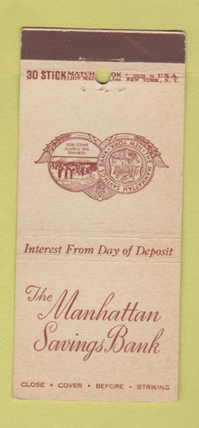 Matchbook Cover - Manhattan Savings Bank New York City  30 Stick