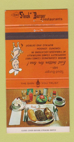 Matchbook Cover - Winco Steak Burger Buffalo NY Detroit MI 30 Strike