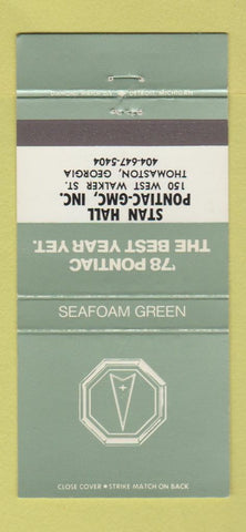 Matchbook Cover - 1978 Pontiac GMC Thomaston GA Seafoam Green 30 Strike