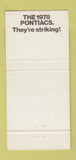 Matchbook Cover - 1978 Pontiac GMC Thomaston GA Seafoam Green 30 Strike