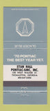 Matchbook Cover - 1978 Pontiac GMC Thomaston GA Glacier Blue 30 Strike