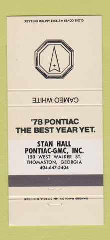 Matchbook Cover - 1978 Pontiac GMC Thomaston GA Cameo White 30 Strike