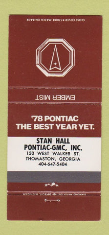 Matchbook Cover - 1978 Pontiac GMC Thomaston GA Ember Mist 30 Strike