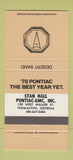 Matchbook Cover - 1978 Pontiac GMC Thomaston GA Desert Sand 30 Strike