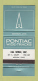 Matchbook Cover - Cal Wible Pontiac Medina OH Gulf Turquoise 30 Strike