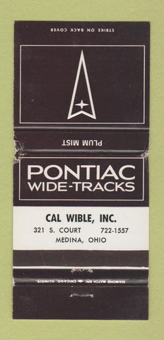 Matchbook Cover - Cal Wible Pontiac Medina OH Plum Mist WORN 30 Strike
