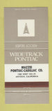 Matchbook Cover - Mazzei Pontiac Cadillac Antioch CA Ascot Silver 30 Strike