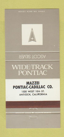Matchbook Cover - Mazzei Pontiac Cadillac Antioch CA Ascot Silver 30 Strike