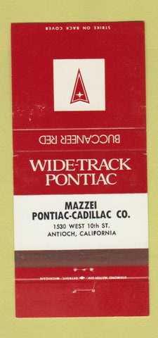 Matchbook Cover - Mazzei Pontiac Cadillac Antioch CA Buccaneer Red 30 Strike