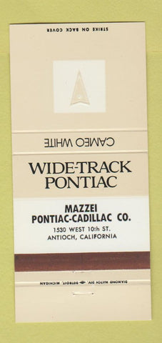 Matchbook Cover - Mazzei Pontiac Cadillac Antioch CA Cameo White 30 Strike