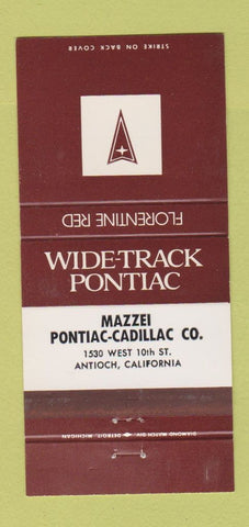 Matchbook Cover - Mazzei Pontiac Cadillac Antioch CA Florentine Red 30 Strike