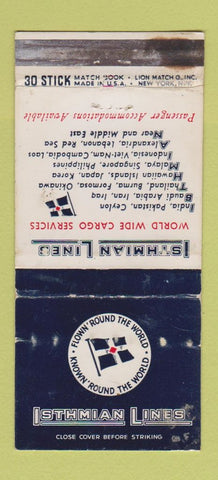 Matchbook Cover - Isthmian Lines Shipping WORN 30 Stick