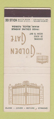 Matchbook Cover - Golden Gate Miami Beach FL 30 Stick