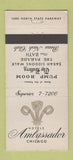 Matchbook Cover - Ambassador Hotel Chicago IL 30 Stick