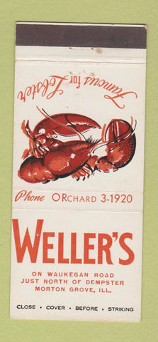 Matchbook Cover - Weller's Restaurant Morton Grove IL 30 Stick