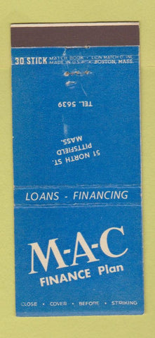 Matchbook Cover - MAC Finance Pittsfield MA 30 Stick