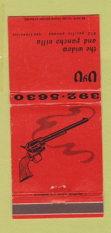 Matchbook Cover - Widow and Pacho Villa San Francisco CA 30 Strike
