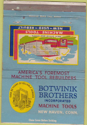 Matchbook Cover - Botwinik Brothers Machine Tools New Haven CT 40 Strike