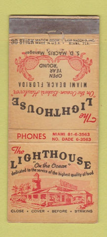 Matchbook Cover - Lighthouse Restaurant Miami Beach FL WORN 30 Stick