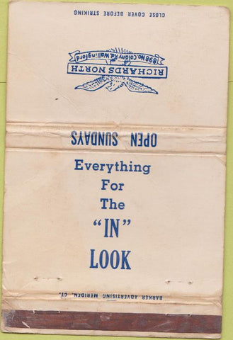Matchbook Cover - Richards North Wallinford CT WORN 40 Strike